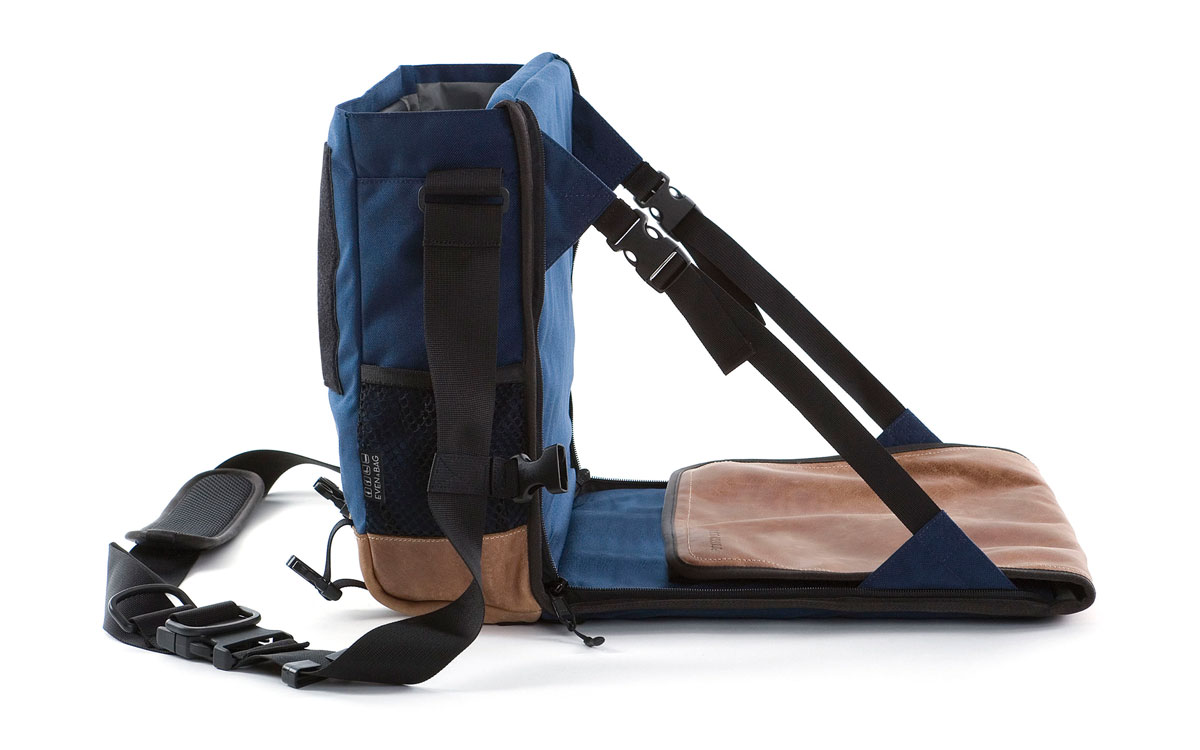 diaper backpack and picnic chair in blue
