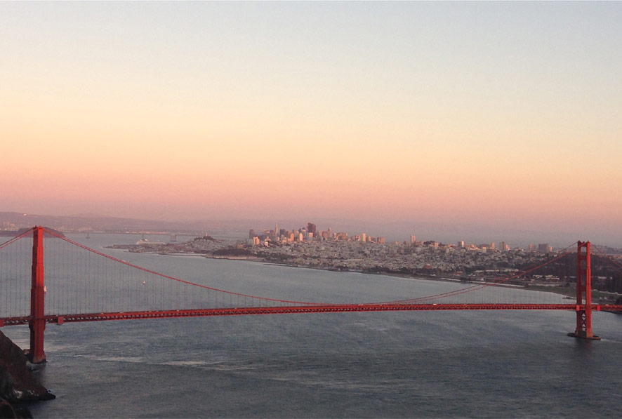 Reaching the Golden Gate bridge in San Francisco USA